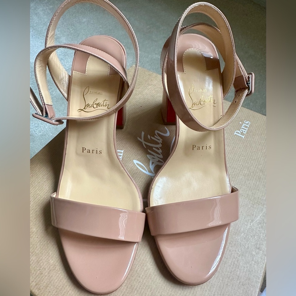 Christian Louboutin Nude Patent Leather Sandals